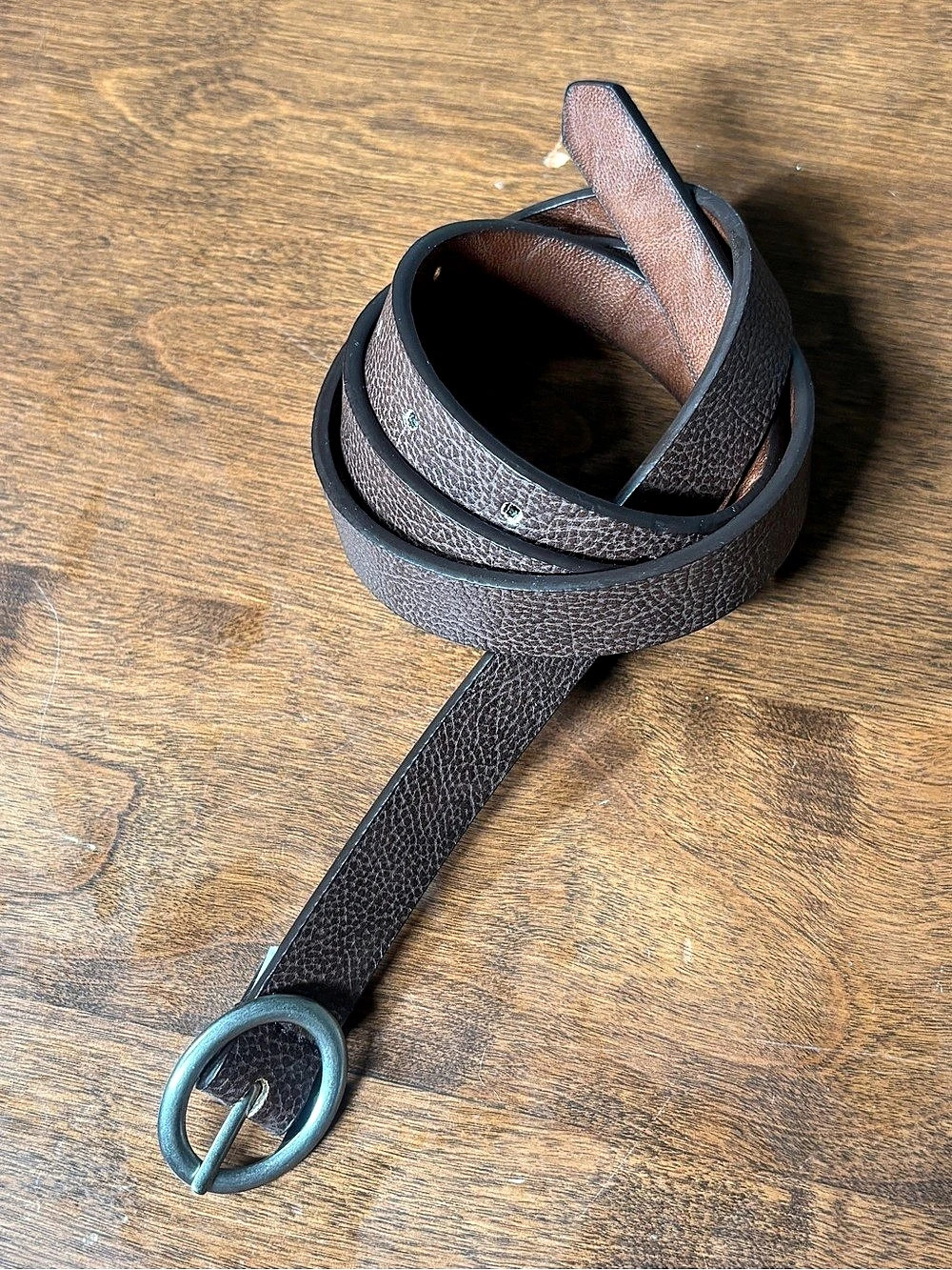 Minimalist pebble, dark brown Slim belt